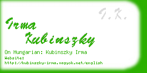 irma kubinszky business card